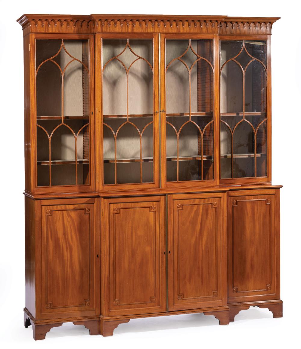 CARVED MAHOGANY BREAKFRONT BOOKCASEGeorge