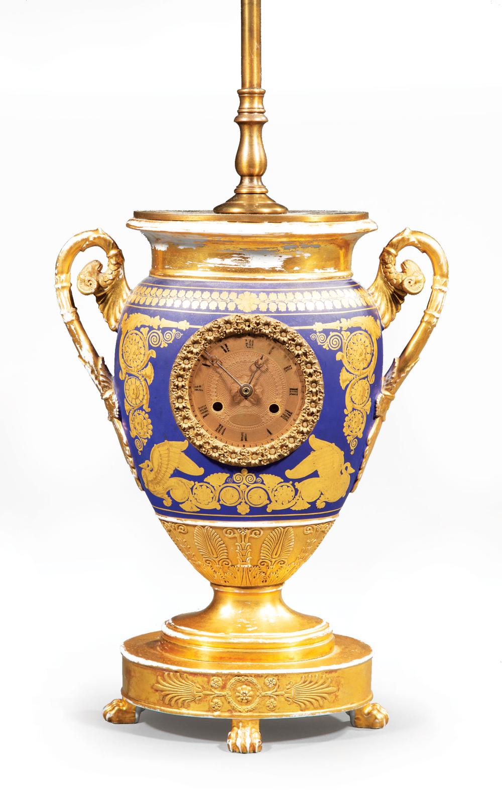 EMPIRE BLEU DE ROI AND GILT PORCELAIN