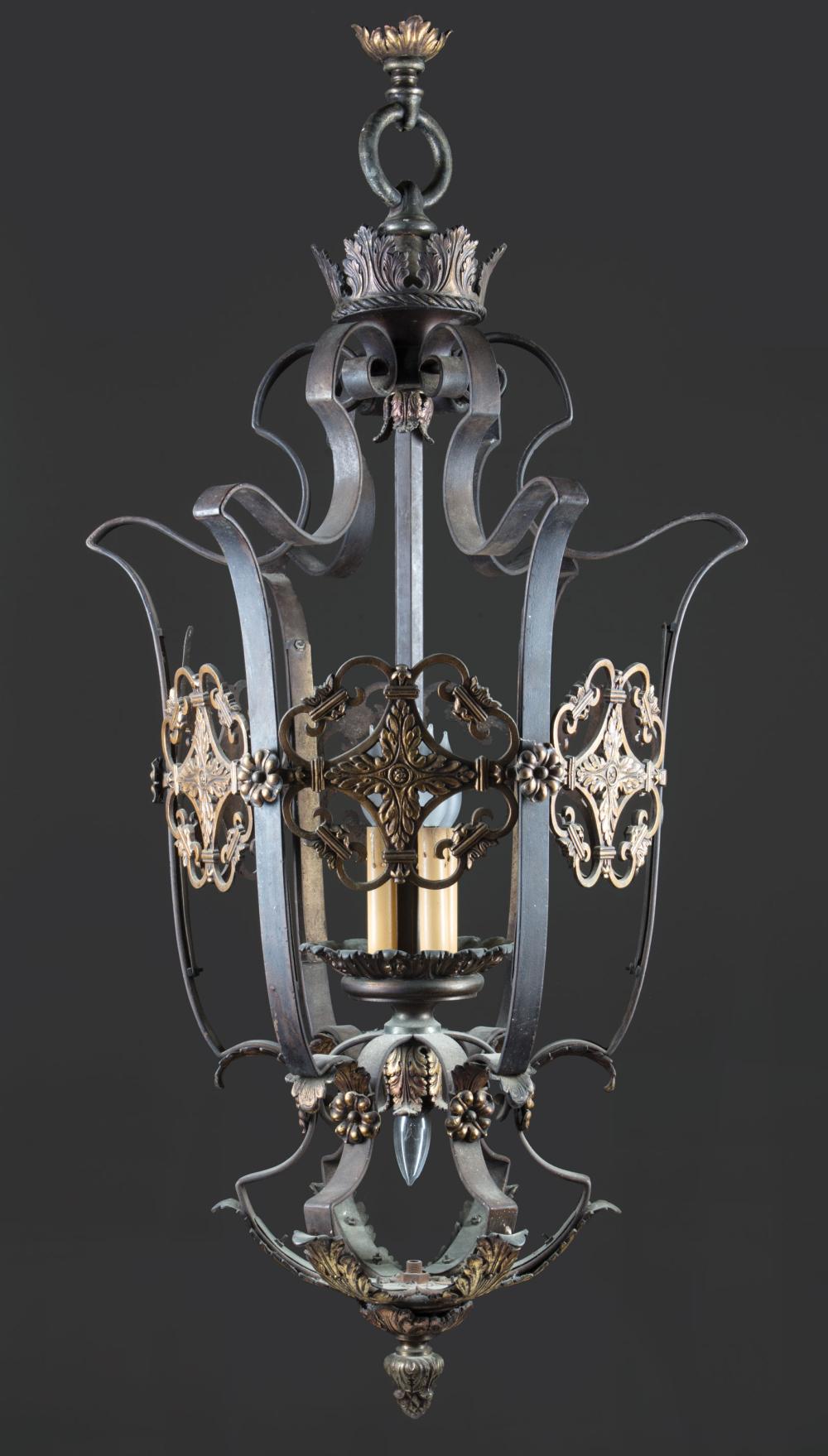 CONTINENTAL CAST IRON AND BRONZE CHANDELIERContinental