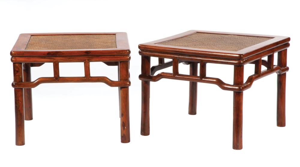 PAIR OF CHINESE HARDWOOD SQUARE