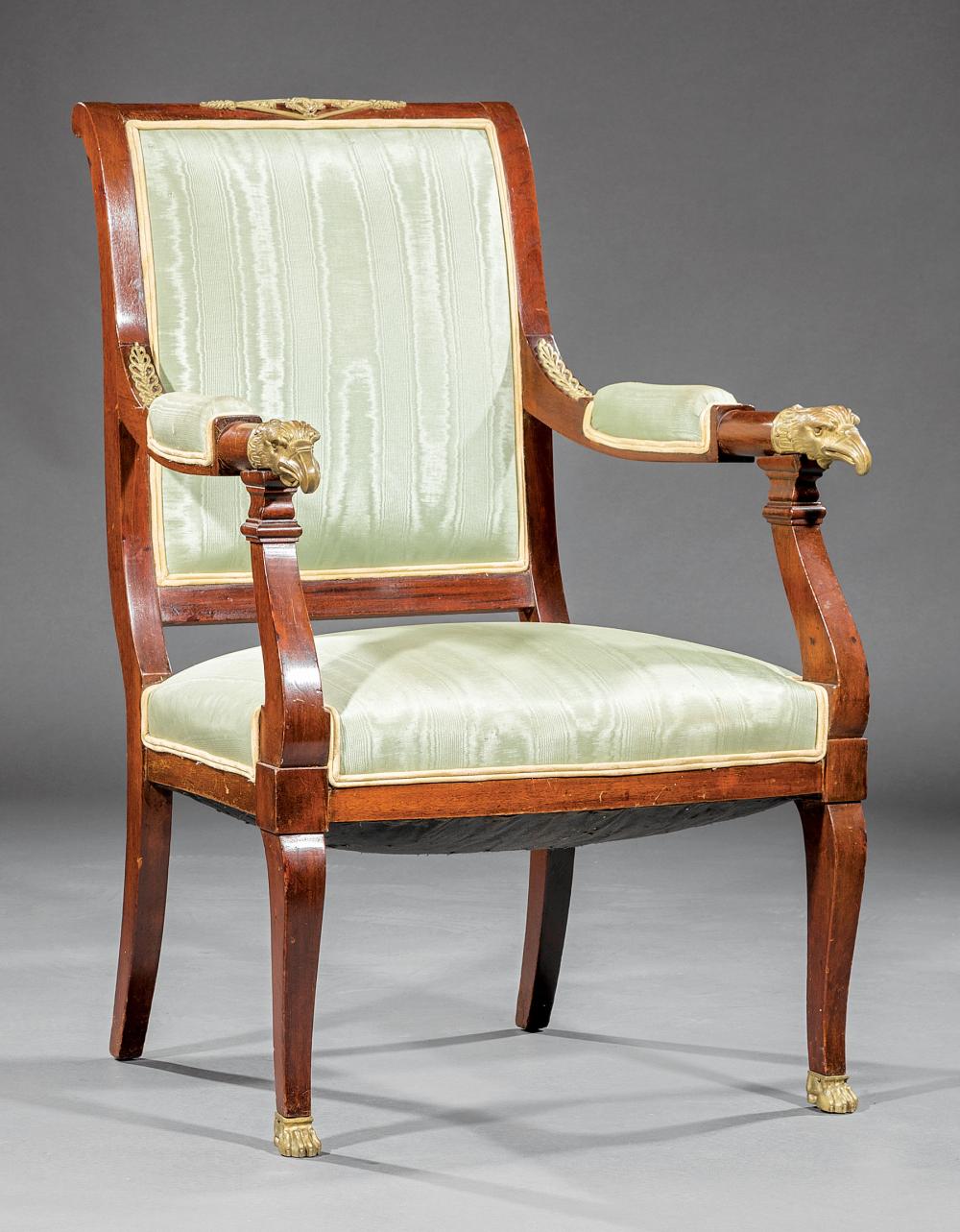 BRONZE-MOUNTED MAHOGANY FAUTEUILFrench