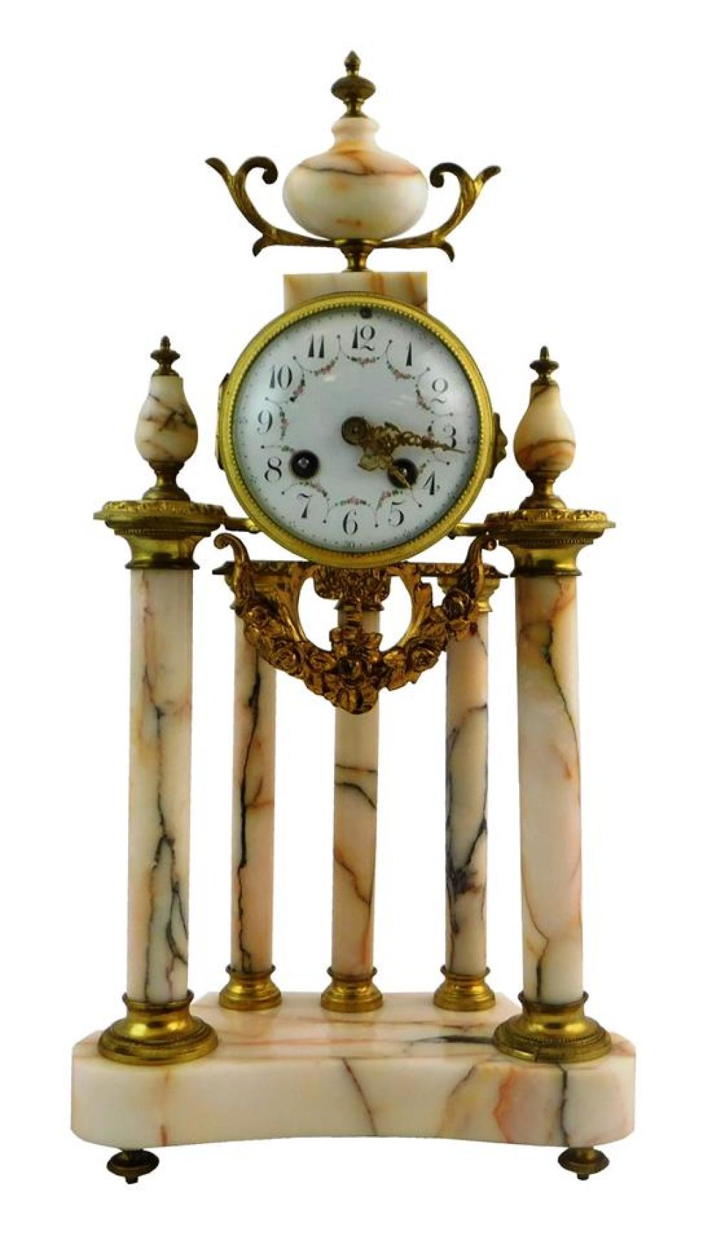 FRENCH STYLE ALABASTER MANTEL CLOCK 31bfba