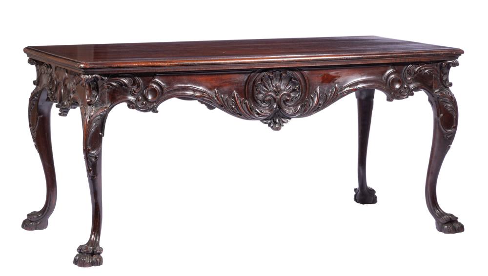 IRISH CARVED MAHOGANY LIBRARY TABLEAntique 31c000