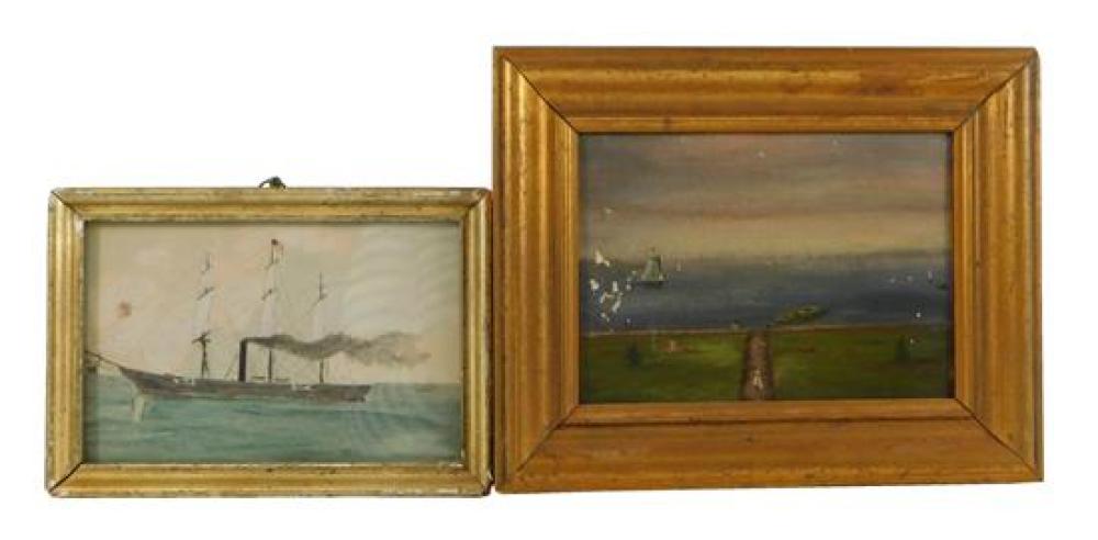 TWO SMALL MARINE PAINTINGS, 19TH