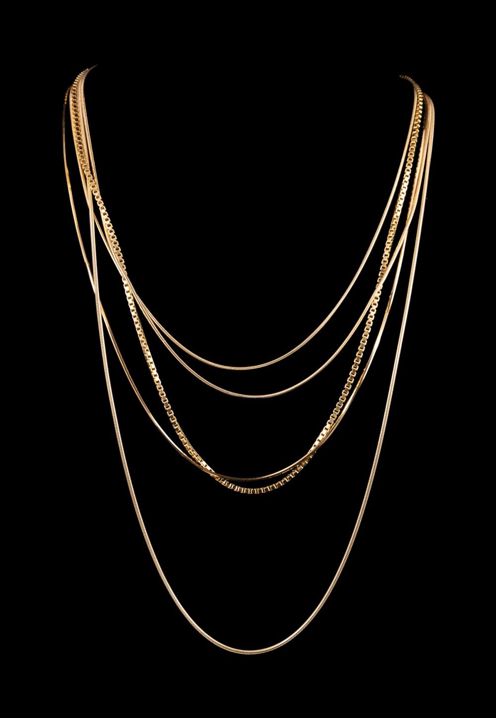 GROUP OF FIVE 14 KT. YELLOW GOLD