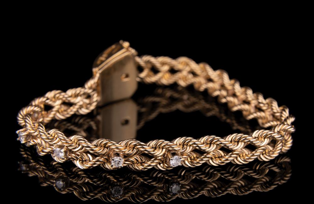 14 KT GOLD DIAMOND ROPE FLEXIBLE 31c06d