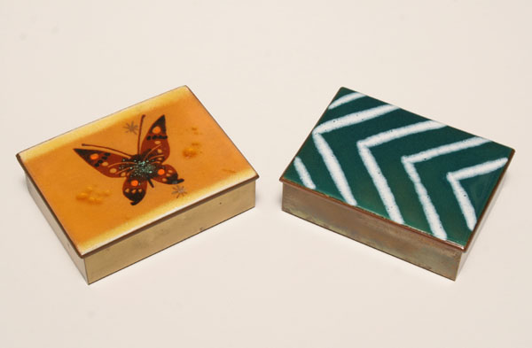 Two Edward Winter enamel boxes;