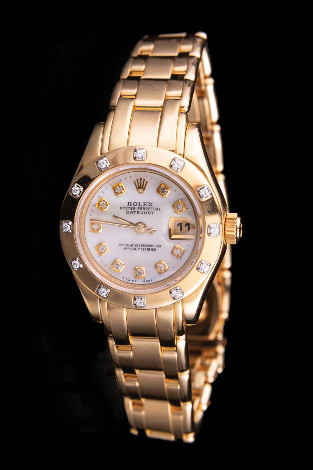 GOLD AND DIAMOND ROLEX LADY'S OYSTER