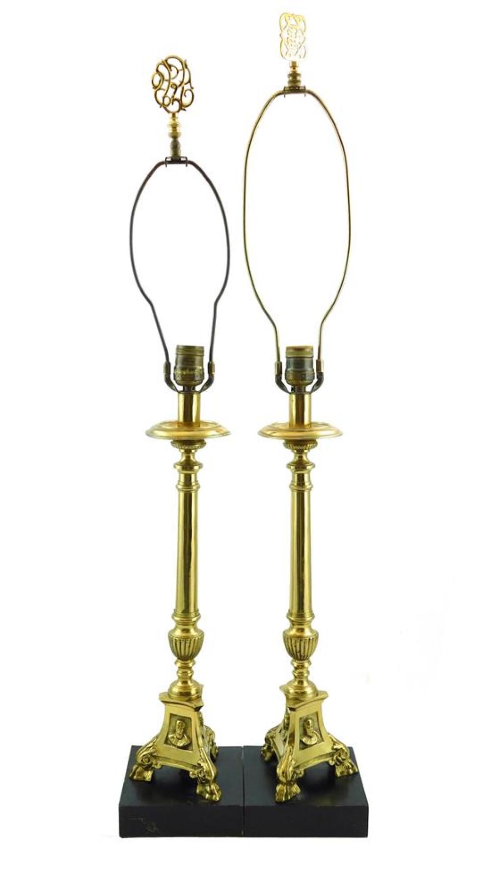 PAIR OF WILLIAM IV STYLE BRASS