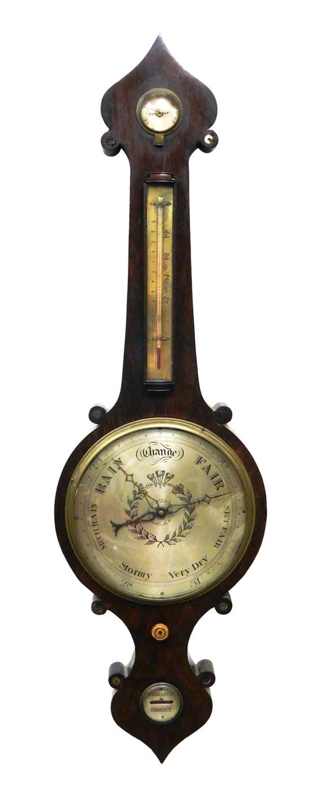 BANJO WALL BAROMETER, 19TH C.,