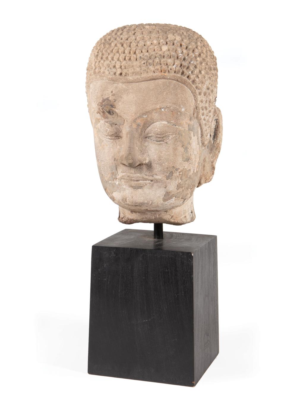 CHINESE OR SOUTH ASIAN STONE HEAD OF