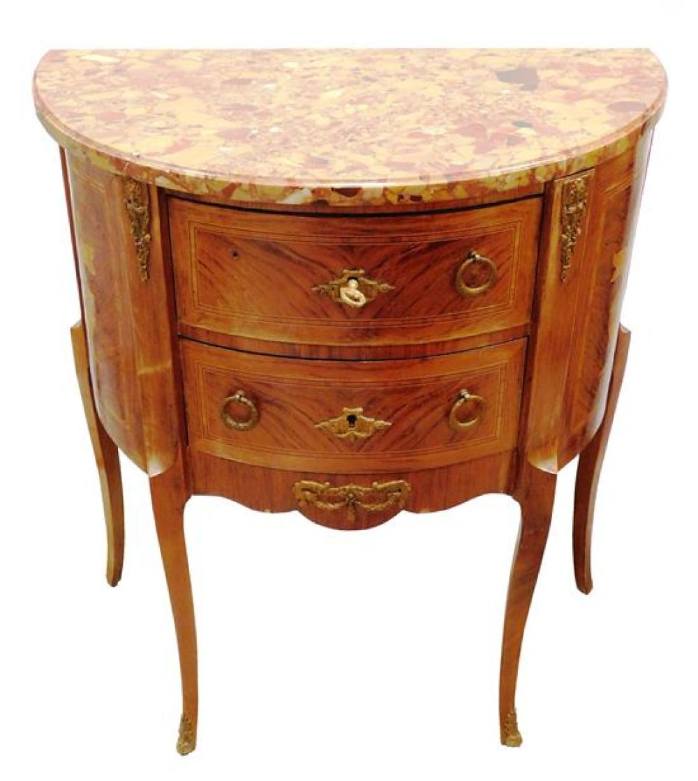 CONTINENTAL COMMODE, 20TH C., DEMILUNE