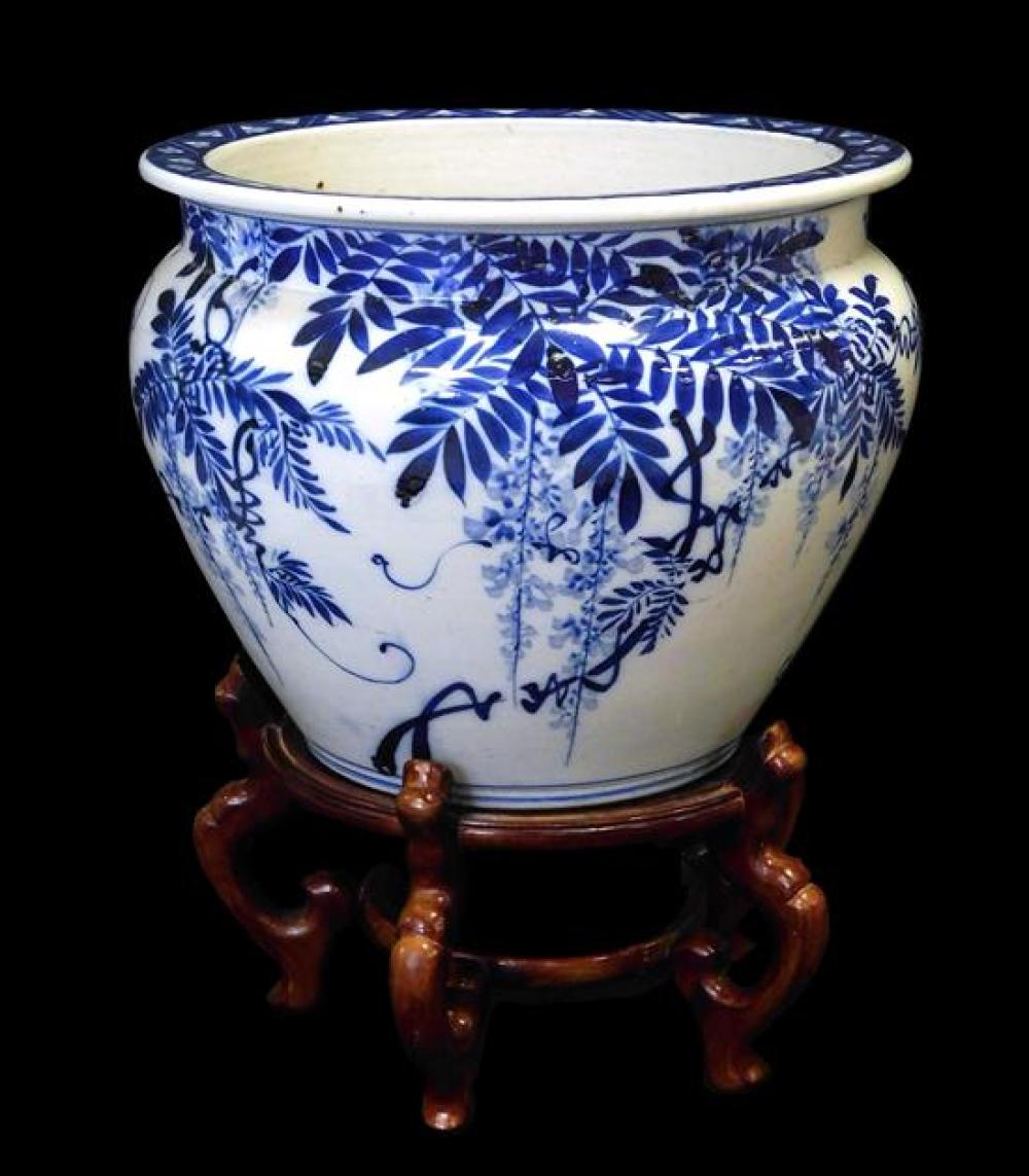 ASIAN: CHINESE BLUE AND WHITE JARDINERE,