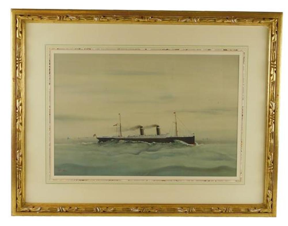 WATERCOLOR DEPICTING A STEAMSHIP