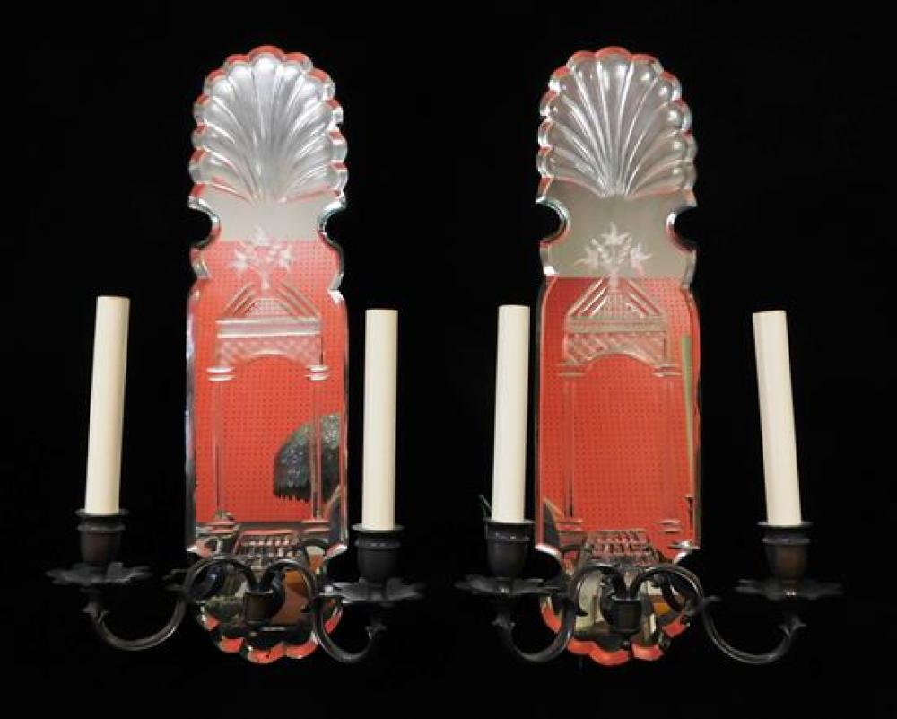 PAIR OF ELECTRIFIED TWO LIGHT SCONCES,