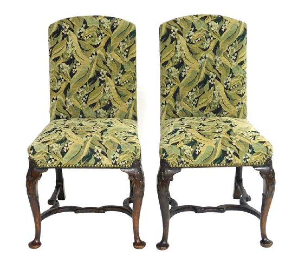 TWO 20TH C. CHAIRS WITH LEAFY DARK
