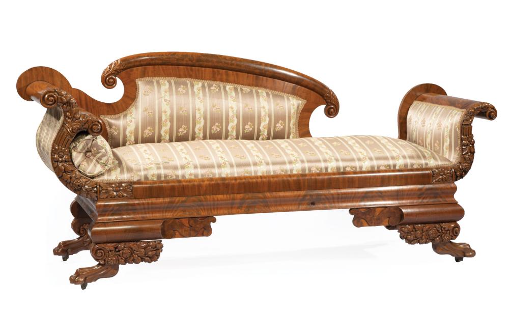 LATE CLASSICAL CARVED MAHOGANY