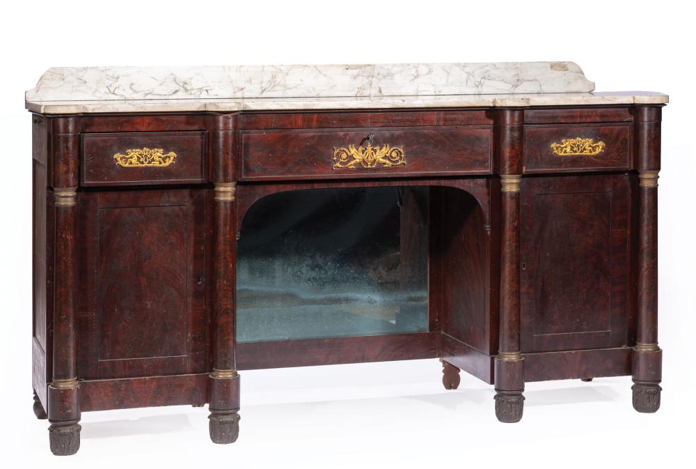 CLASSICAL BRONZE-MOUNTED MAHOGANY SIDEBOARDAmerican