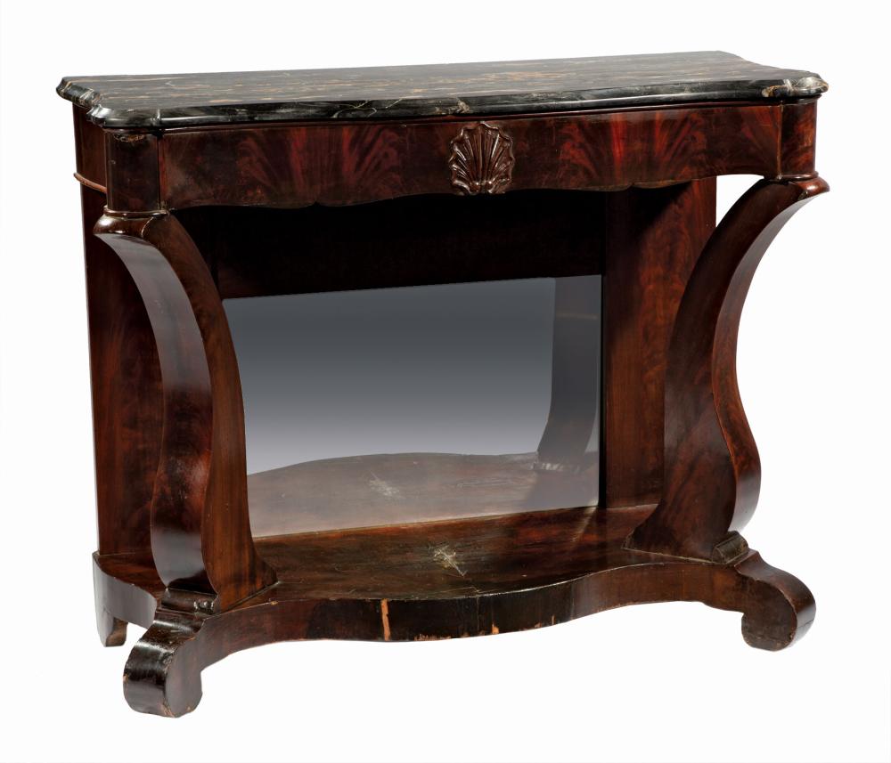 LATE CLASSICAL CARVED MAHOGANY