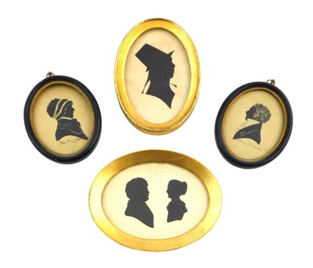 FOUR OVAL FRAMED SILHOUETTES, INCLUDING: