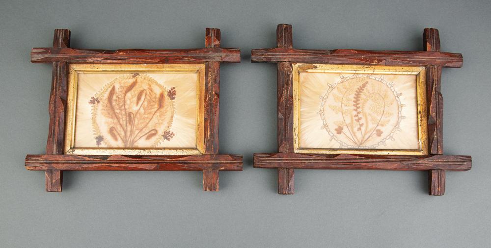 PAIR OF FRAMED HAIRWORK MEMENTO 31c2df