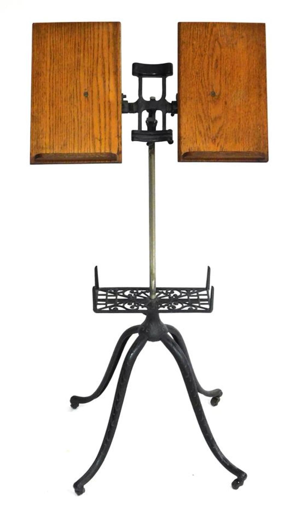 ADJUSTABLE CAST IRON AND OAK MUSIC