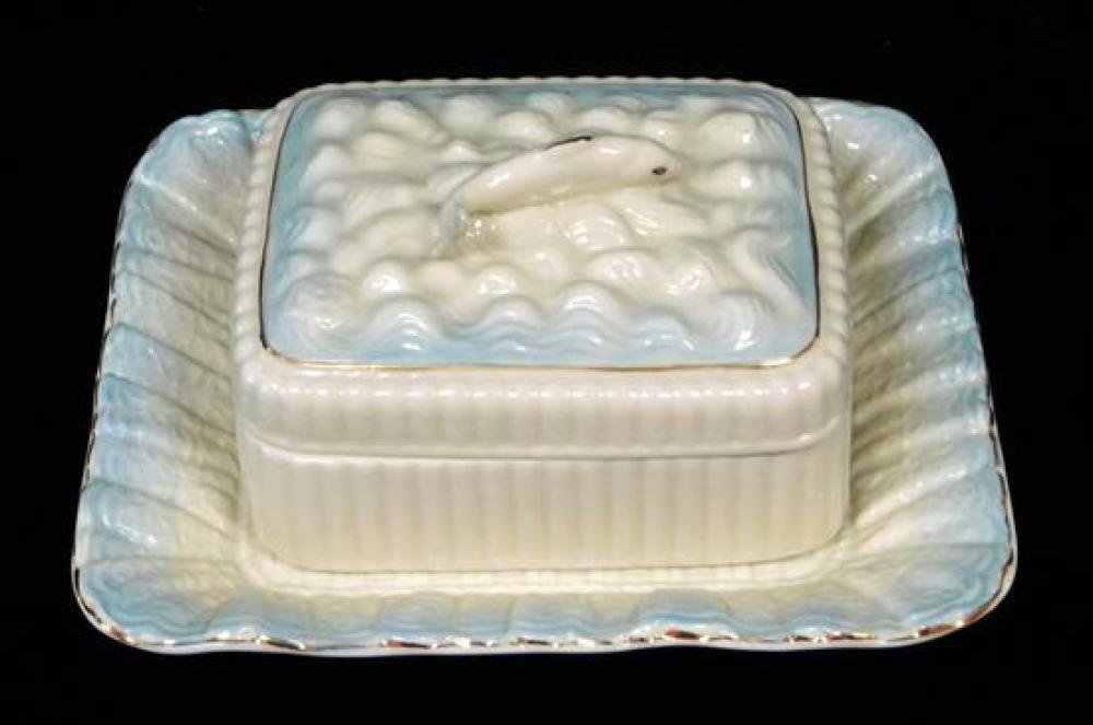 IRISH BELLEEK PORCELAIN BLUE ON