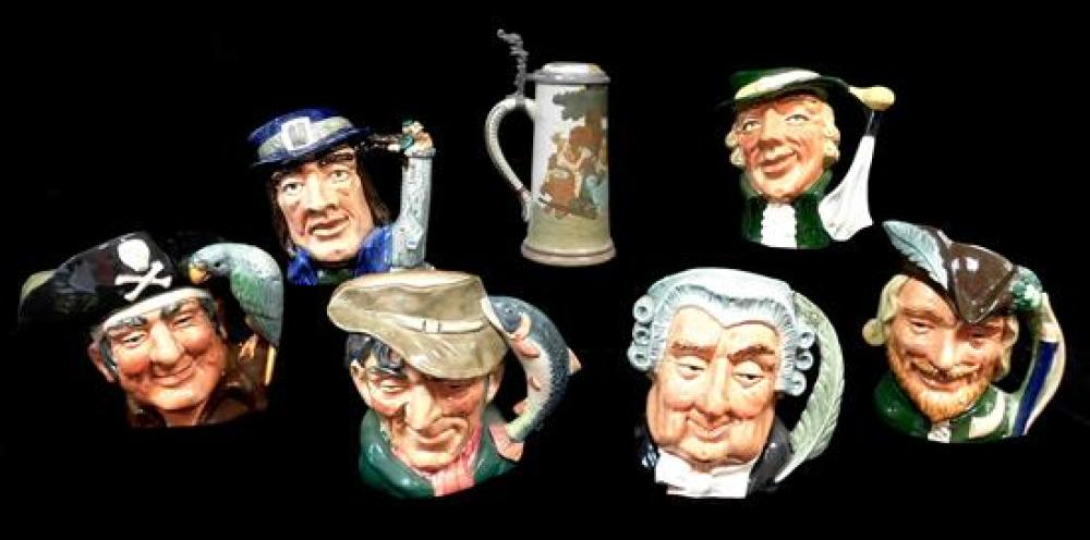 SIX LARGE ROYAL DOULTON CHARACTER JUGS