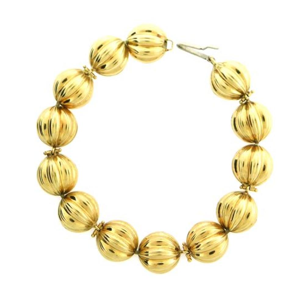 JEWELRY: 14K YELLOW GOLD LINK BRACELET,