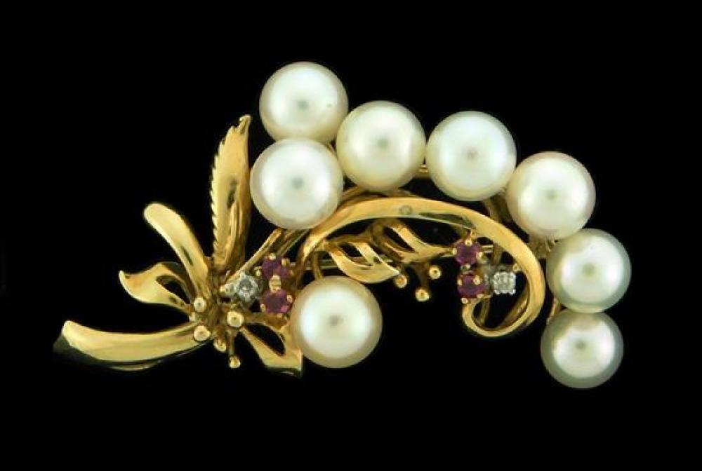 JEWELRY 14K PEARL RUBY AND DIAMOND 31c4a1