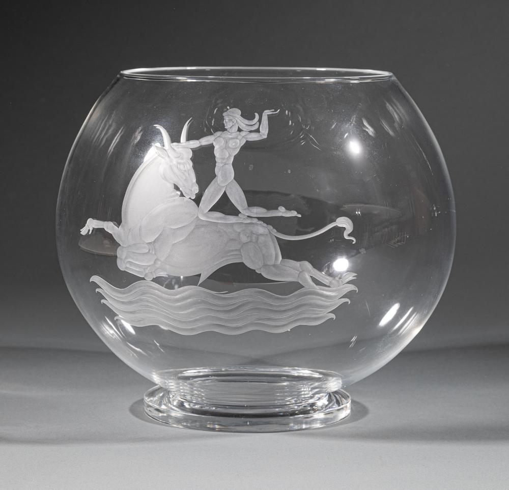 STEUBEN GLASS "EUROPA" BOWL, WAUGHSteuben