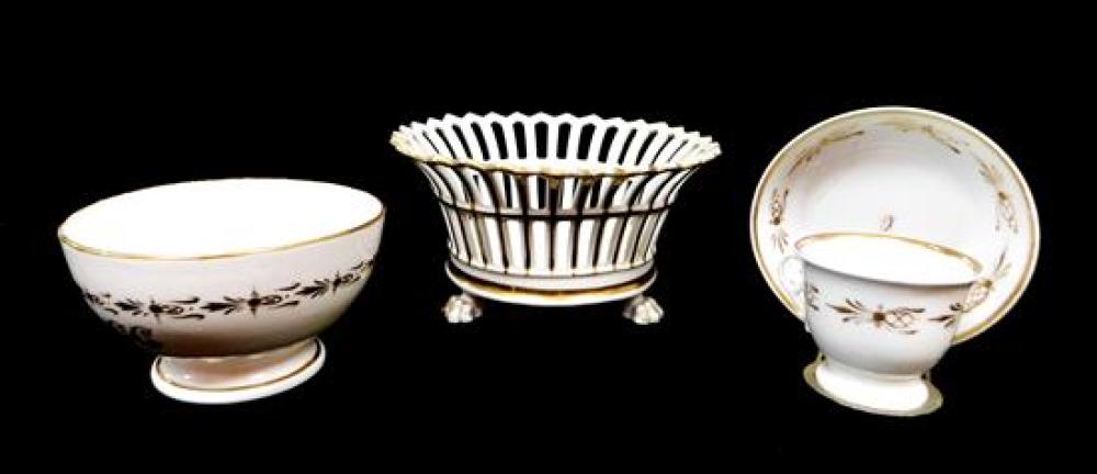 FOUR PIECES OF TUCKER PORCELAIN,