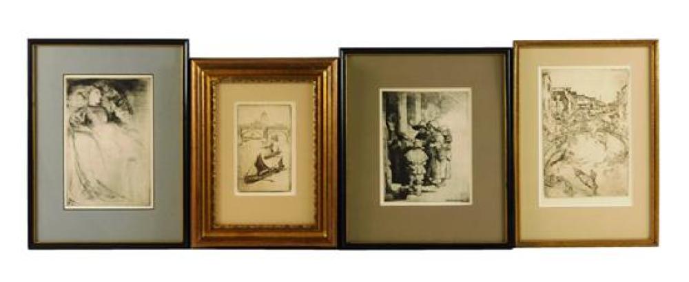 FOUR PRINTS INCLUDING WHISTLER AND REMBRANDT