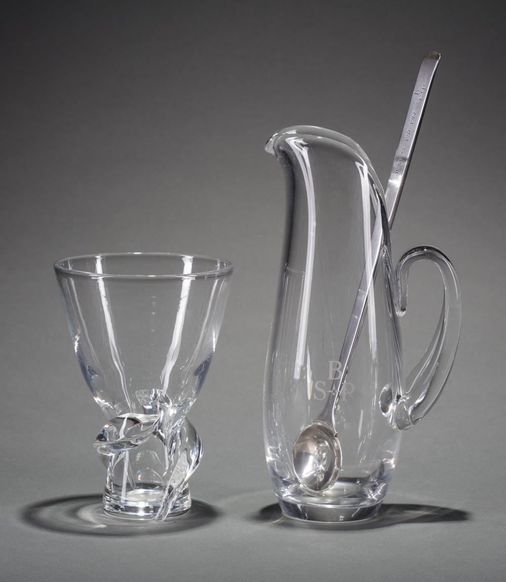 STEUBEN GLASS MARTINI PITCHER & STERLING