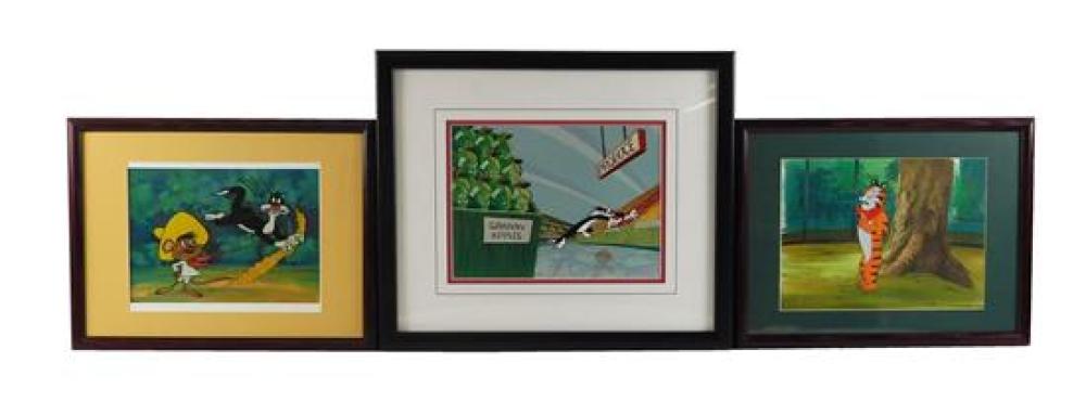 THREE ANIMATION CELS, TWO FROM