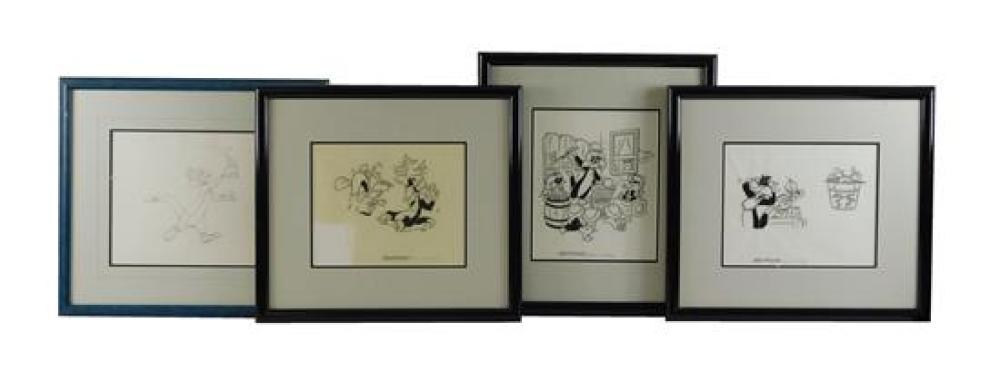 FOUR FRAMED LOONEY TUNES DRAWINGS  31c51a