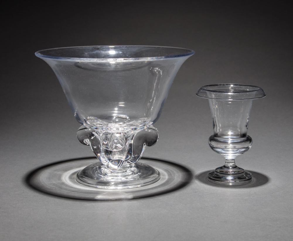 STEUBEN GLASS SMALL FLOWER URN AND A