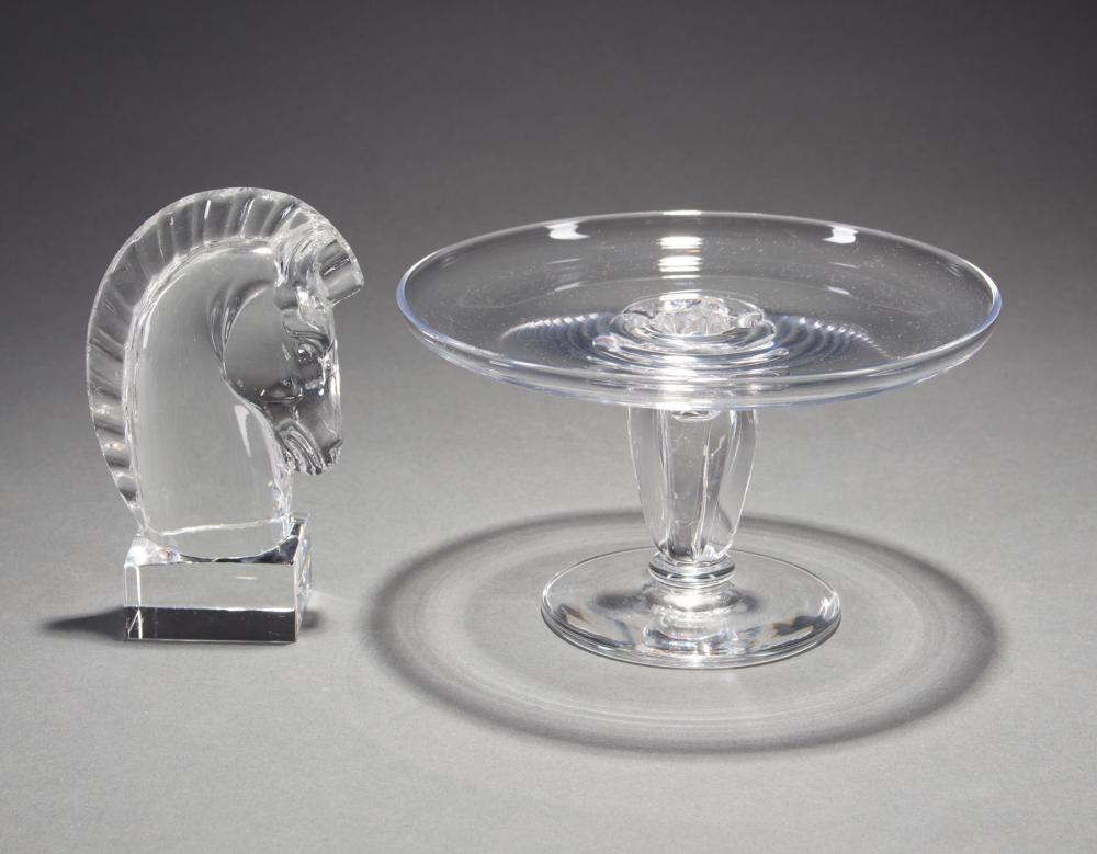 STEUBEN GLASS HORSE HEAD AND A 31c54a