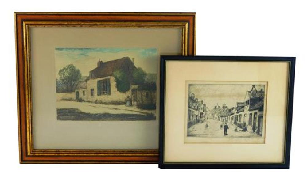 TWO ETCHINGS, FRAMED UNDER GLASS,