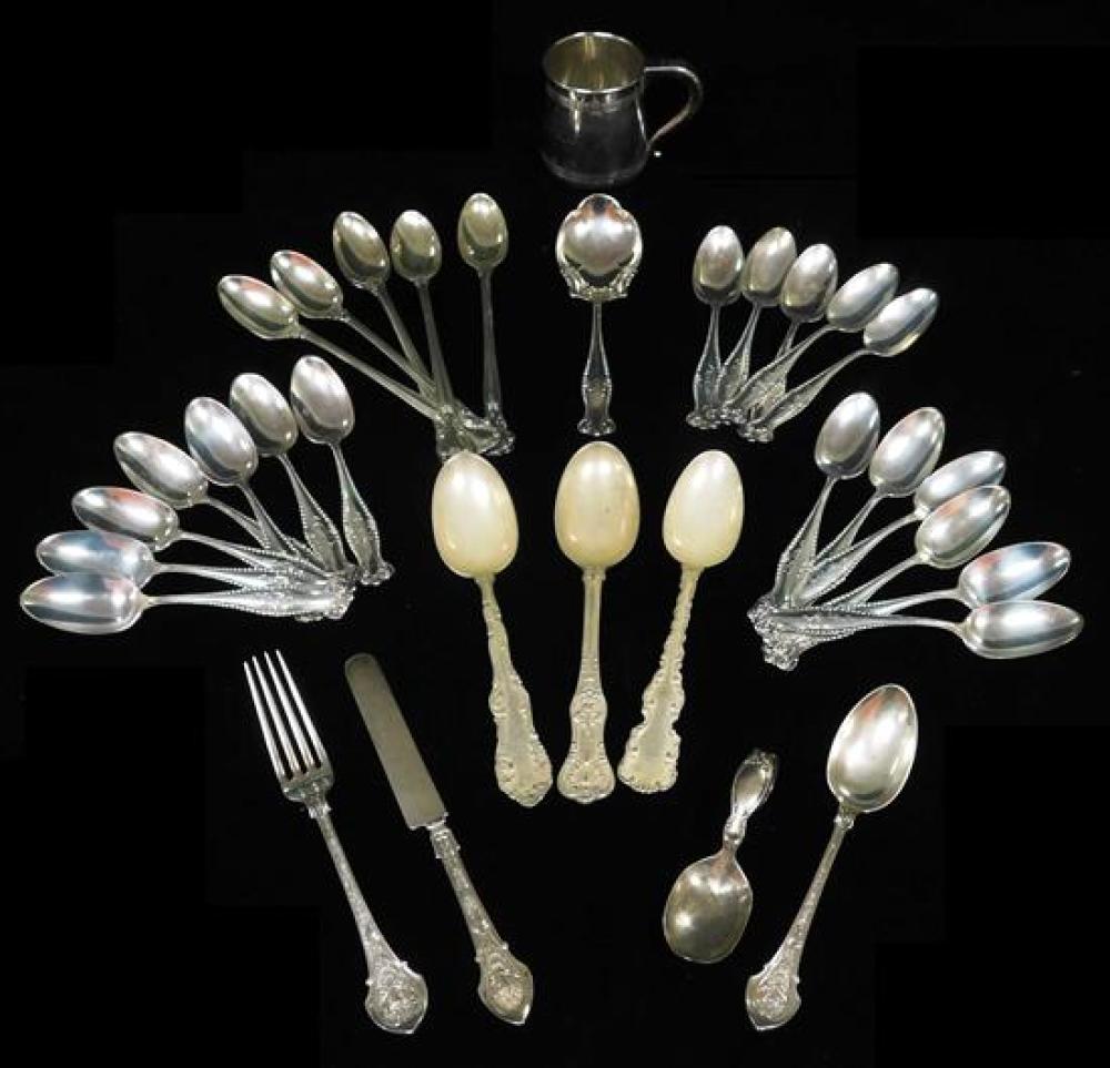 SILVER: STERLING FLATWARE AND CUP,