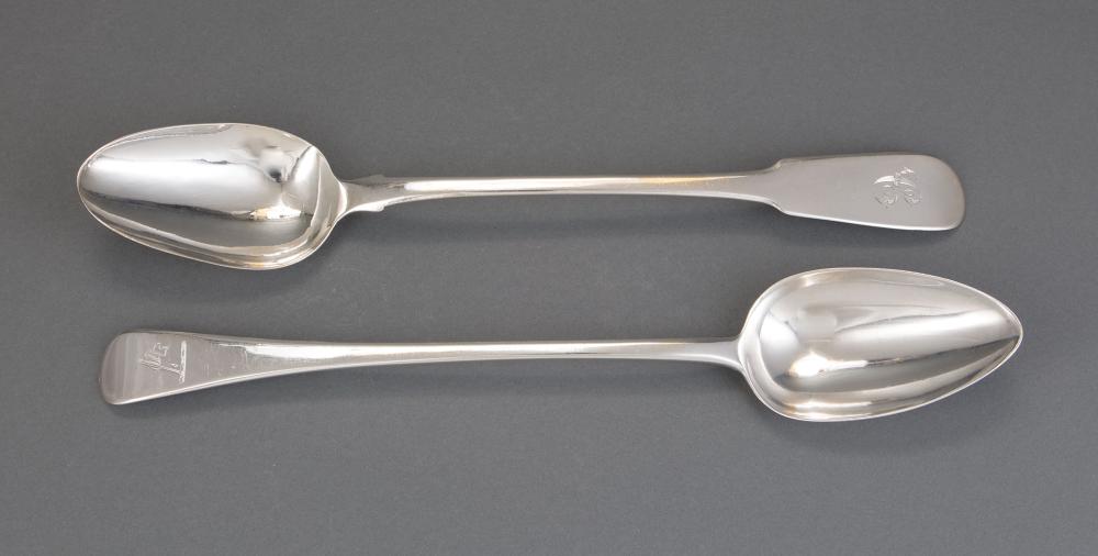 TWO GEORGIAN STERLING SILVER BASTING