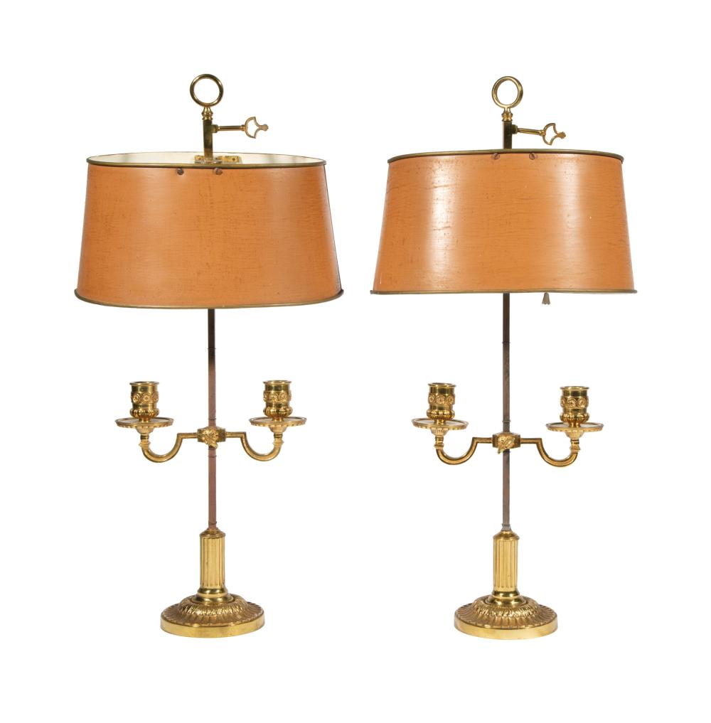 PAIR OF FRENCH BRASS TWO-LIGHT