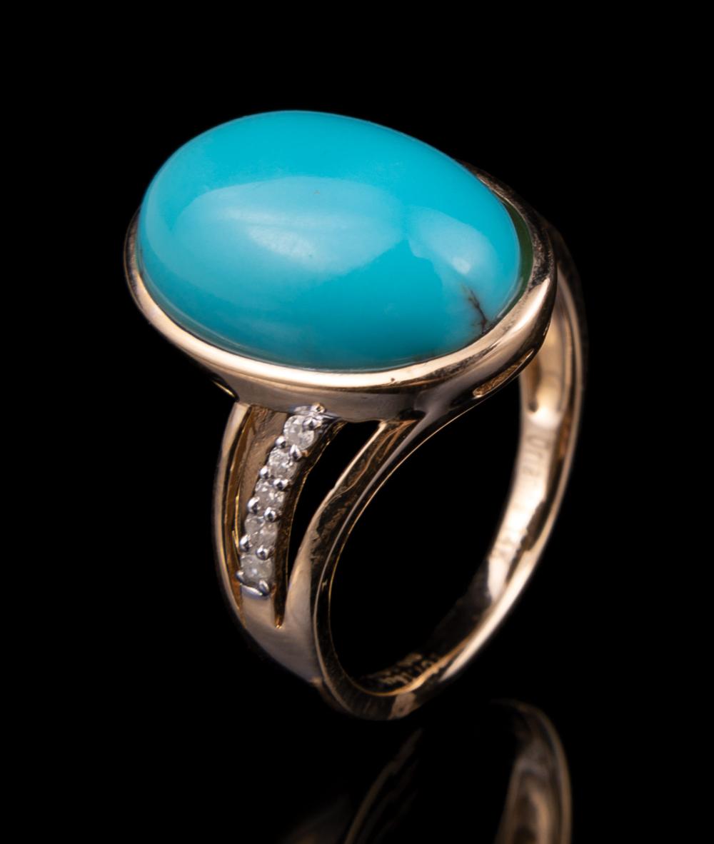 14 KT YELLOW GOLD TURQUOISE AND 31c6e1