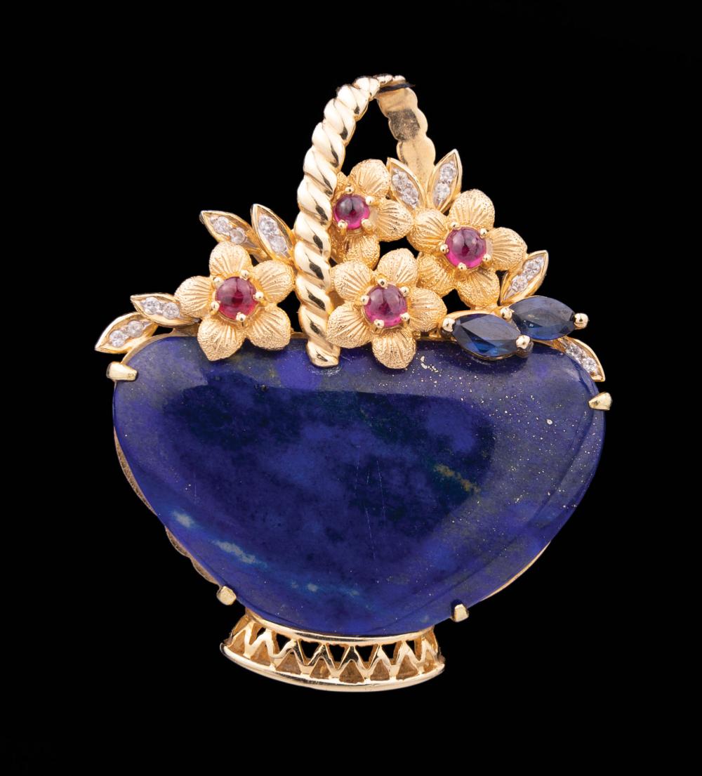 YELLOW GOLD, LAPIS LAZULI BASKET