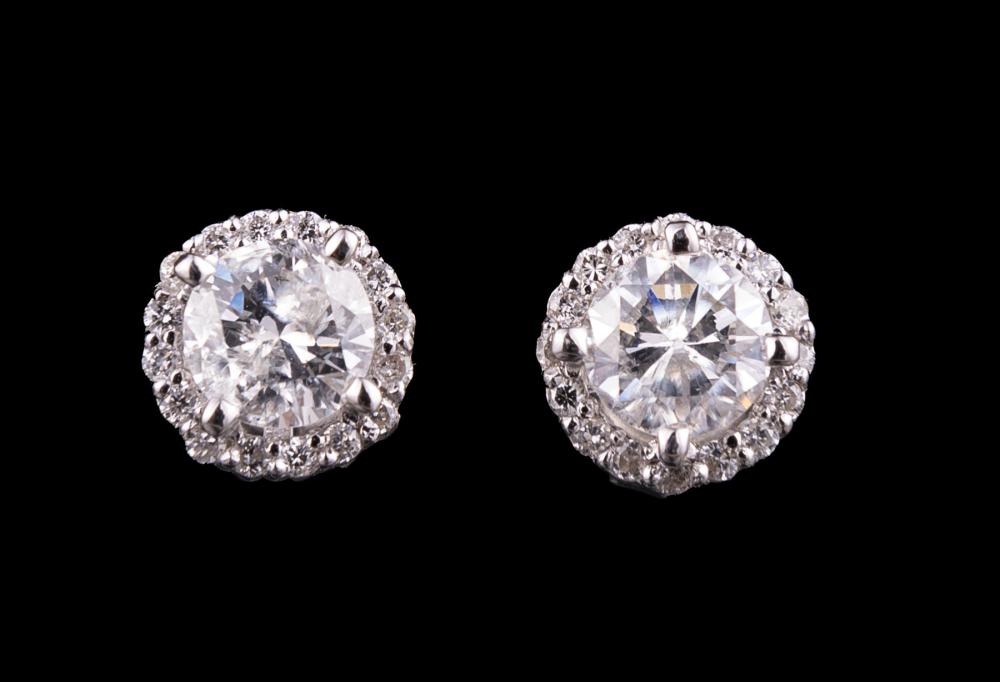 PAIR OF 18 KT. WHITE GOLD AND DIAMOND