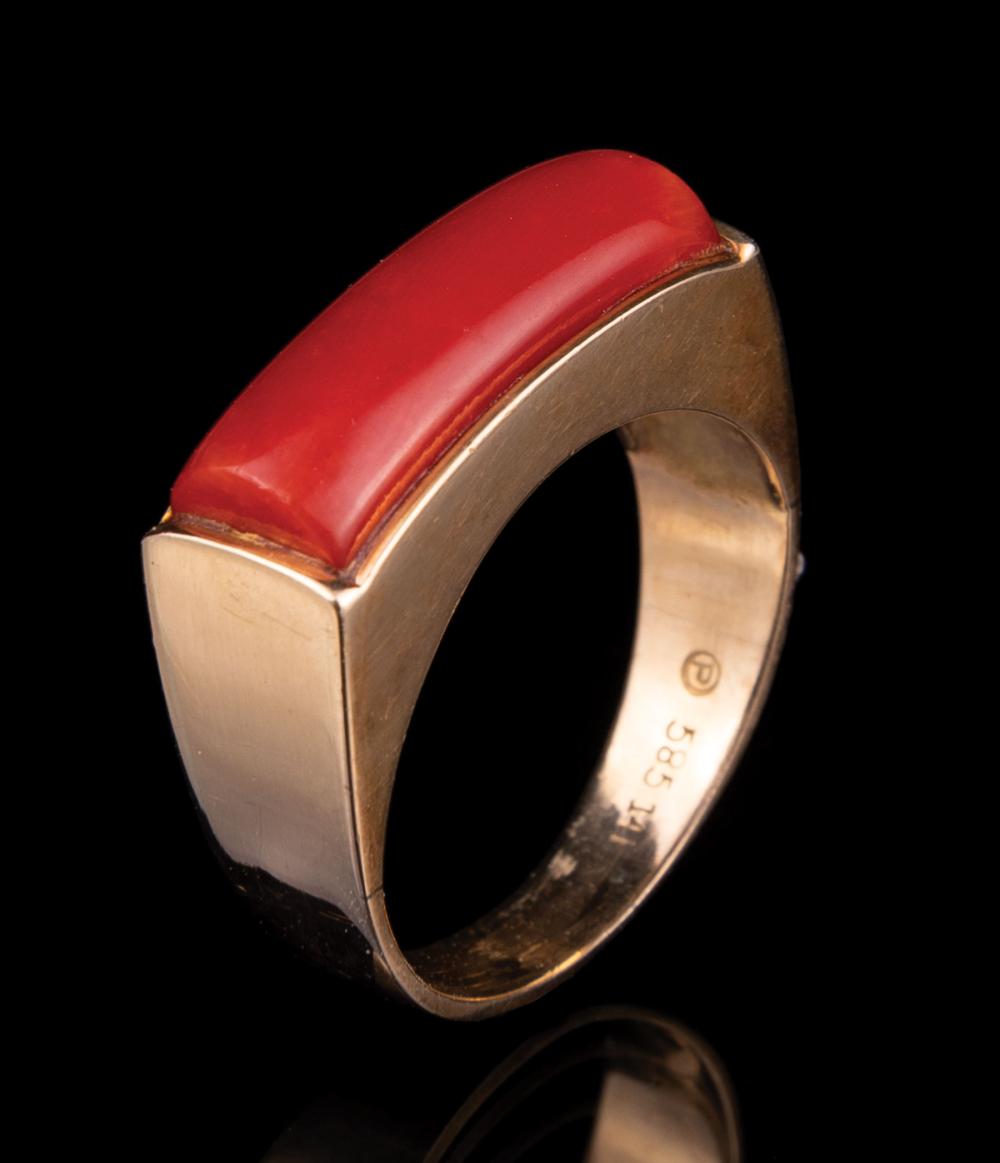 14 KT YELLOW GOLD AND RED CORAL 31c6f9