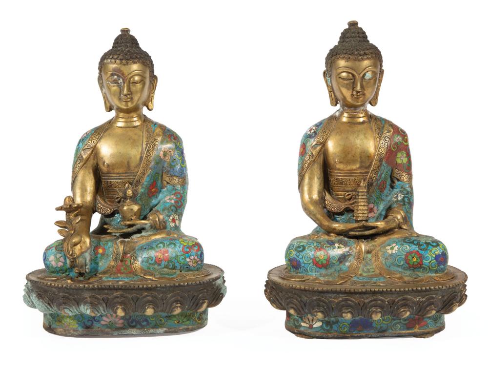 CHINESE BRONZE, CLOISONNé ENAMEL BUDDHIST