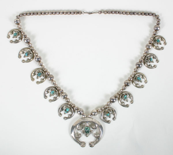 Native American silver necklace;