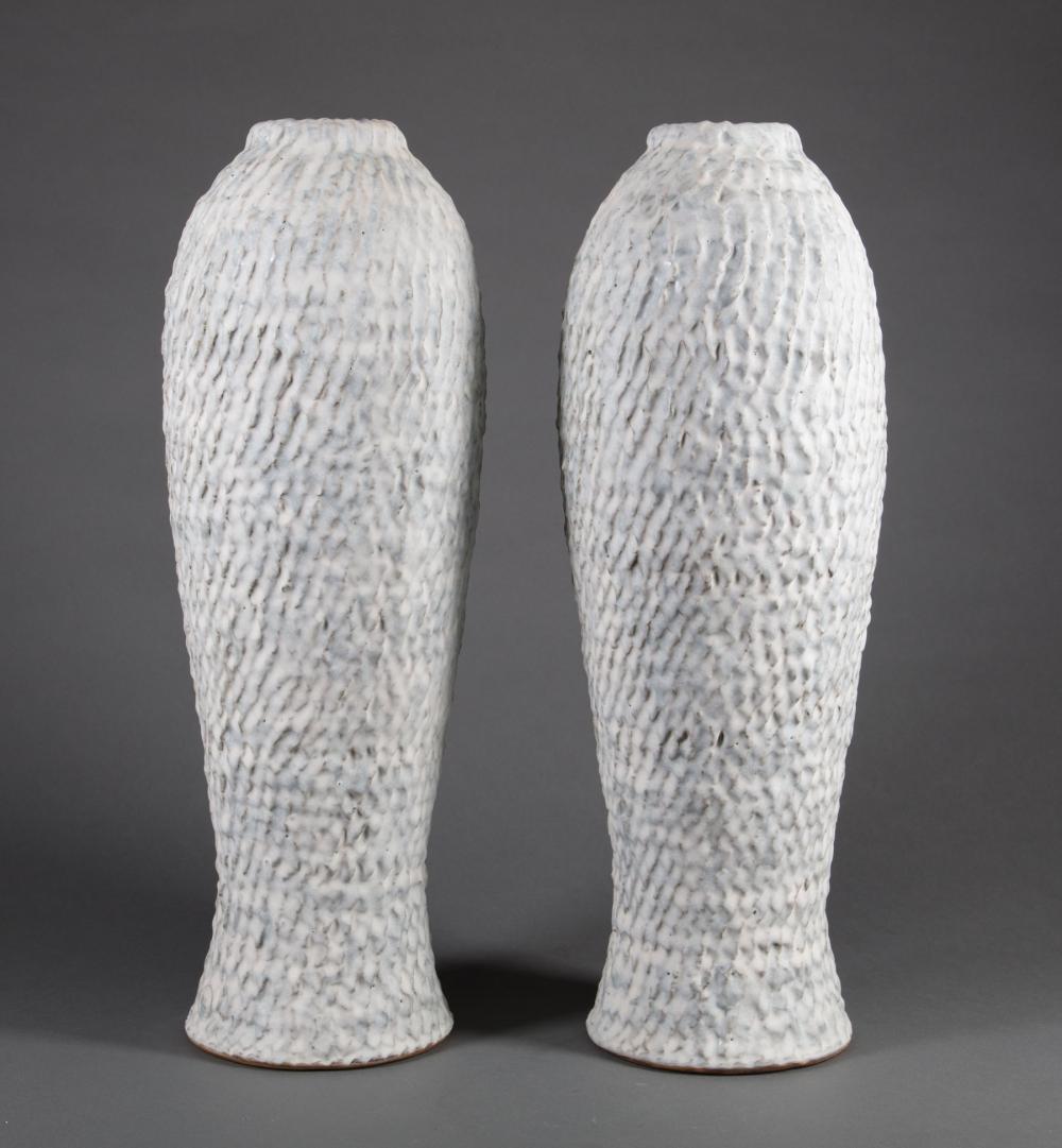 TWO PETER LANE GLAZED STONEWARE VASESTwo