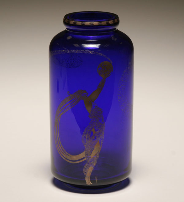 Cobalt "Fireflies" art glass vase